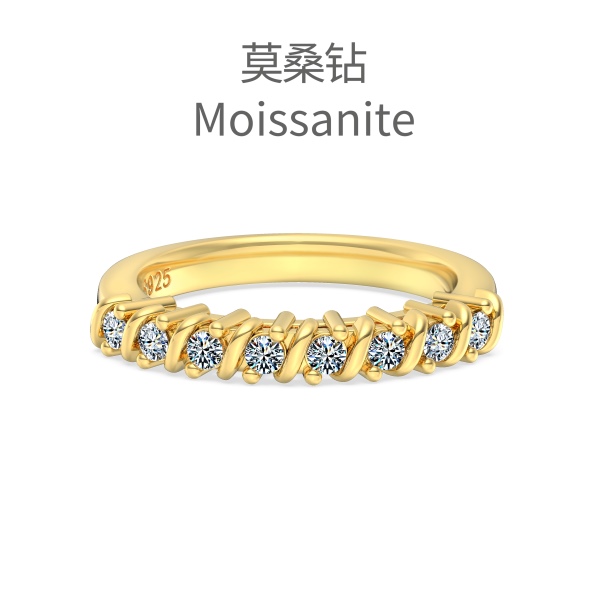 「莫桑钻 Moissanite 系列」银S925白色圆锆镶嵌环绕半圈排钻设计小众时尚高级感戒指