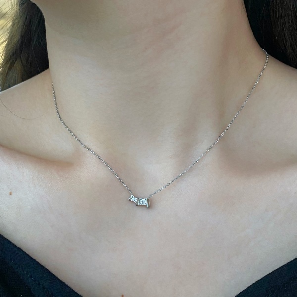 S925纯银锆石吊坠项链女韩版气质ins风创意设计颈链饰品
