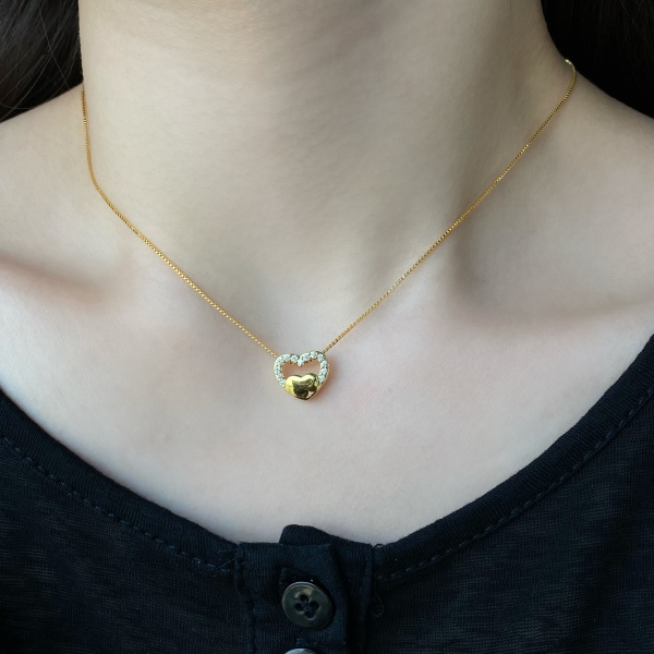 简约精致爱心镂空微镶设计高级感项链