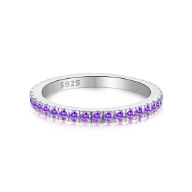 欧美爆款S925纯银戒指女士多色排锆订婚结婚