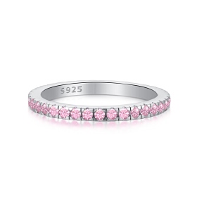 欧美爆款S925纯银戒指女士多色排锆订婚结婚