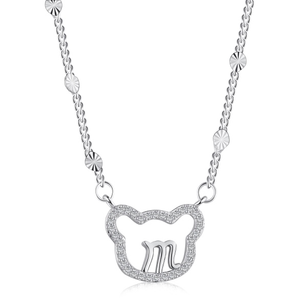 可爱镂空小熊镶钻项链