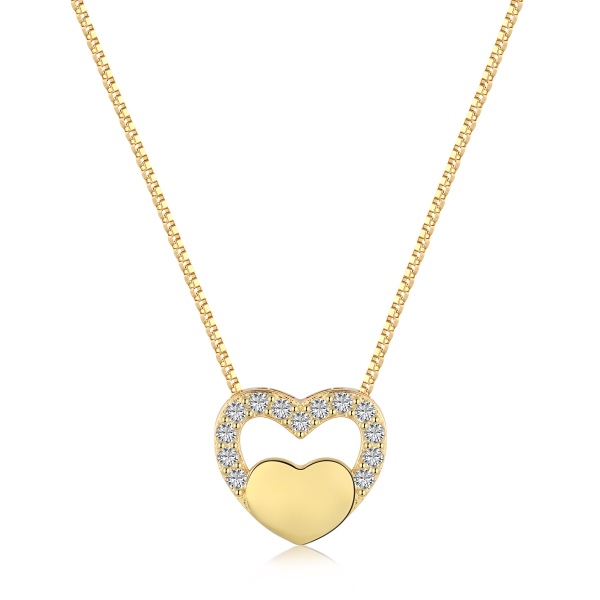 简约精致爱心镂空微镶设计高级感项链