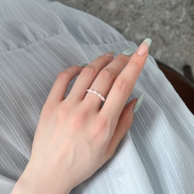 「雾光 Mist-Glitter 系列 」S925纯银不规则液态流线珍珠戒指女韩系博主时髦指环