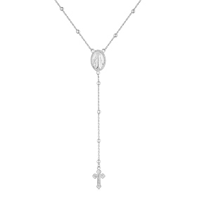 s925纯银复古时尚简约个性玛丽亚十字架5A锆石项链锁骨链