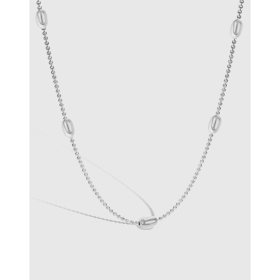 「灰序 Preface 系列」S925纯银椭圆形珠子圆珠锁骨链简约设计小众高级感项链