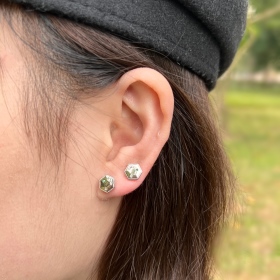 S925纯银精致感六边形耳钉超闪闪钻镶嵌耳环欧美风饰品