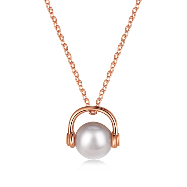 S925纯银白色贝珠项链女韩版ins小众时尚吊坠锁骨链耳机精致小巧项链