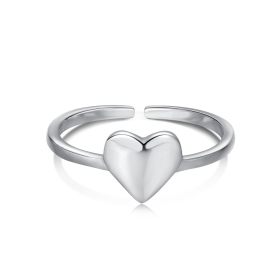 S925纯银开口爱心心形戒母亲节跨境个性时尚开口戒指