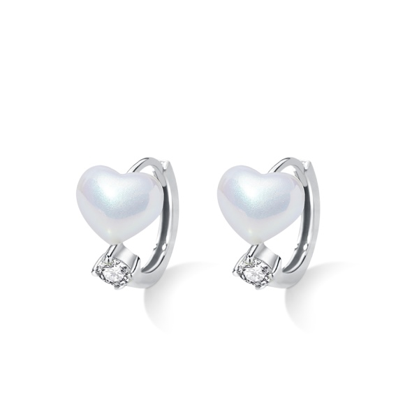 S925纯银人鱼姬珍珠爱心耳环小众设计感仙女风耳饰女耳钉