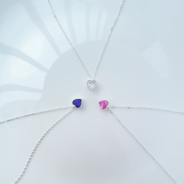 S925纯银项链女爱心锆石锁骨链梦幻芭比
