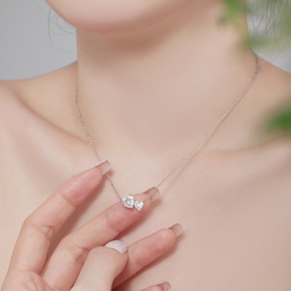 「异境 Irregular 系列 」银S925白色心形矮星拼接设计小众时尚简约百搭项链