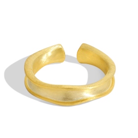 韩版S925纯银戒指简约不规则凹凸面哑光拉丝戒指个性银指环