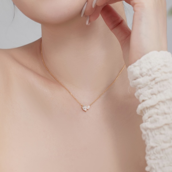 「异境 Irregular 系列 」银S925白色心形矮星拼接设计小众时尚简约百搭项链