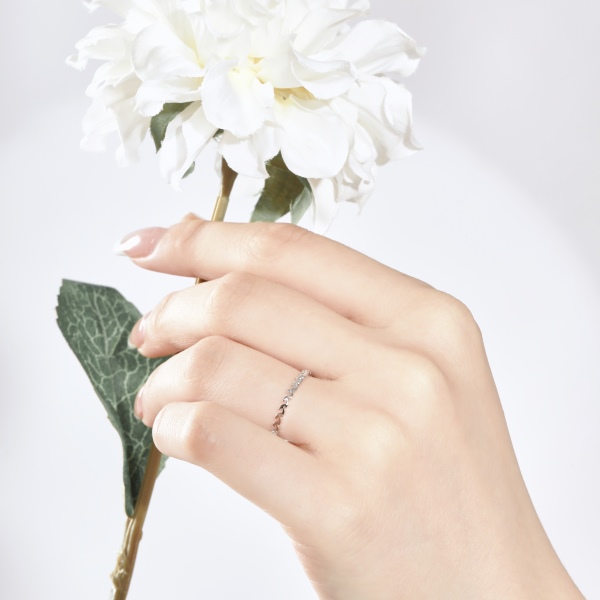 S925纯银简约素圈树叶设计轻奢风简约精致百搭戒指