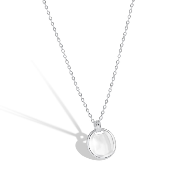 S925纯银凹凸光面圆形不规则设计款金色项链短款脖链