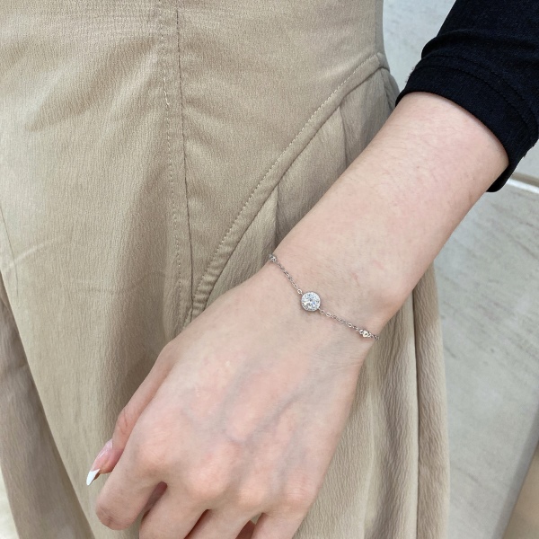 S925纯银星点锆石白色圆锆微镶手链女镶钻小众轻奢设计感百搭ins风