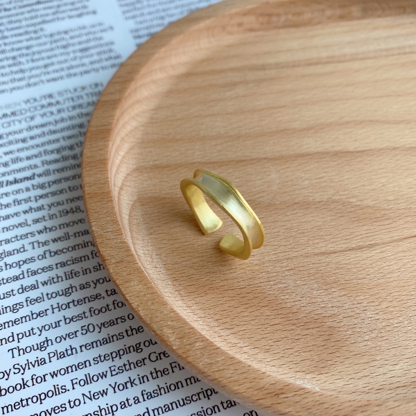 韩版S925纯银戒指简约不规则凹凸面哑光拉丝戒指个性银指环