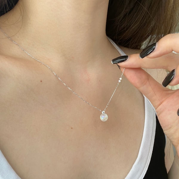 S925纯银人鱼姬珍珠项链女轻奢小众设计感锁骨链仙女风百搭吊坠