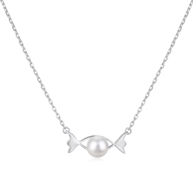 S925纯银原创设计白色珍珠面包珠糖果镂空吊坠简约设计项链