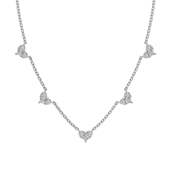 「零星 Sporadic 系列 」银S925白色圆锆正方形拼接心形爱心吊坠配件小巧精致百搭多吊坠项链