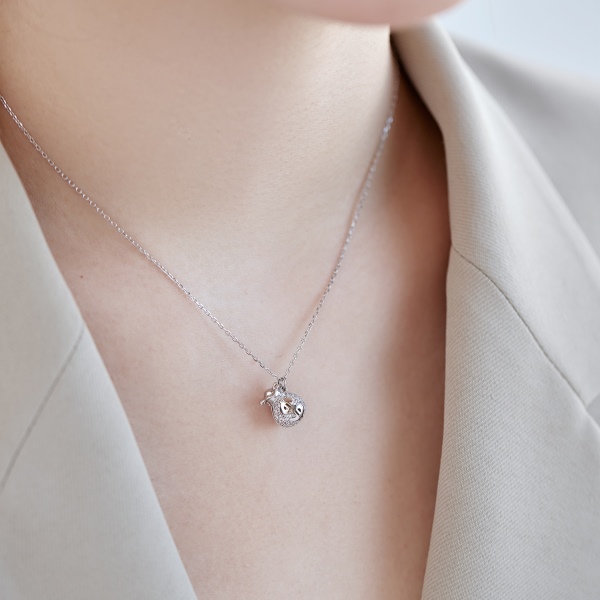 s925银圆锆淡水珍珠美元钱袋吊坠珍珠项链可打开跨境时尚百搭