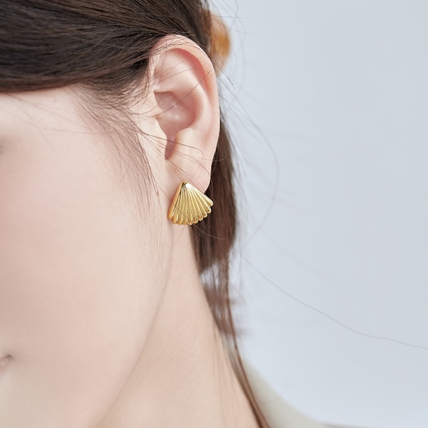 S925纯银韩版INS小众轻奢设计感fever同款百搭贝壳耳钉纯银