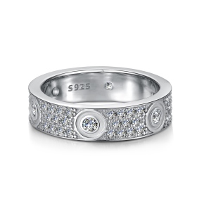 「梵雅 Graceful 系列」 S925纯银白色圆锆微镶设计圆圈圆环精致小众轻奢高级感宽面戒指