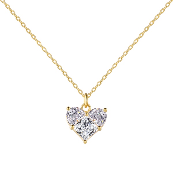 「原点 Origin 系列」银S925白色正方形D形半圆拼接心形爱心吊坠小众设计时尚简约大气项链