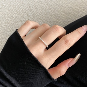 S925纯银银色碎银子戒指不规则设计简约高级戒指