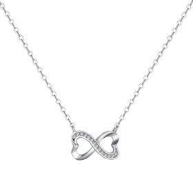 S925纯银无限符号爱心心形创意8字形闪耀气质项链