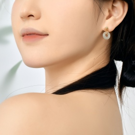 「润 JADE LIGHT 系列」925纯银平安扣新中式高级古风复古设计耳环