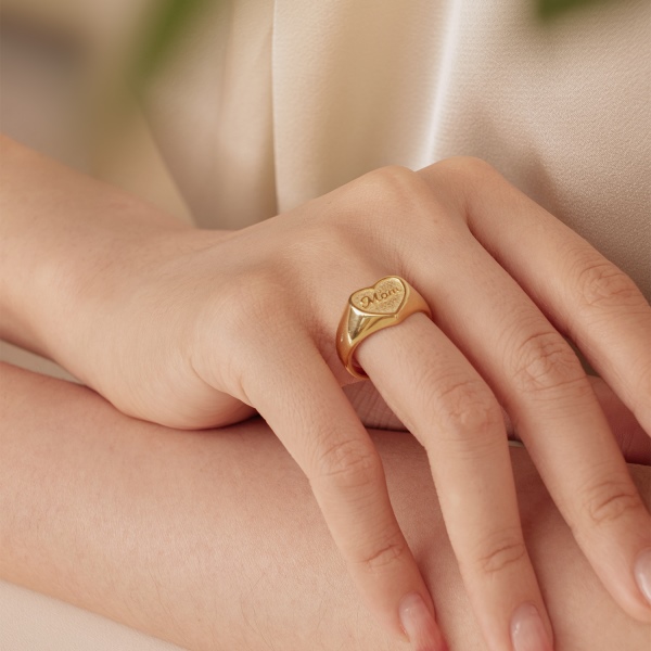 S925纯银爱心MOM妈妈母亲节礼物独特造型高级感气质百搭开口戒指