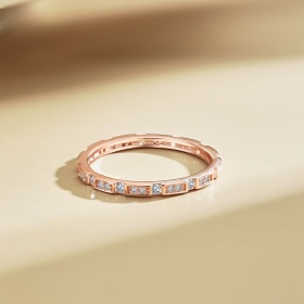 S925纯银圆形圆锆排钻满钻长方形格子韩版时尚气质戒指
