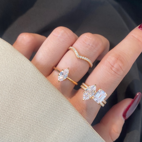 跨境爆款S925纯银8A冰花切雷迪恩爪镶轻奢马眼石主石欧美风ins大气戒指镶嵌排钻满钻戒指