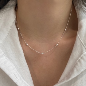 「灰序 Preface 系列」S925纯银椭圆形珠子圆珠锁骨链简约设计小众高级感项链