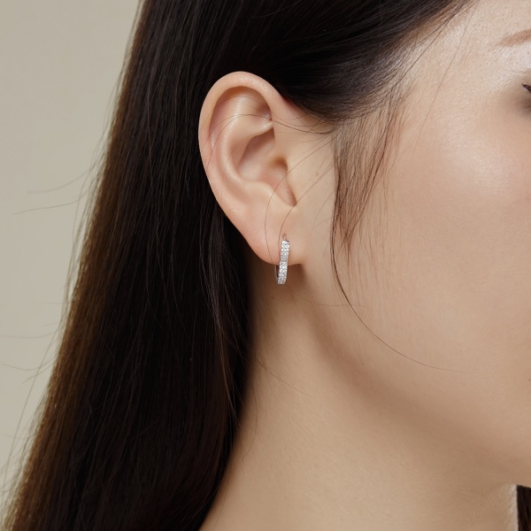 「星点·Star Point 系列」S925纯银白色圆锆镶嵌心形爱心小众设时尚高级感耳扣耳环