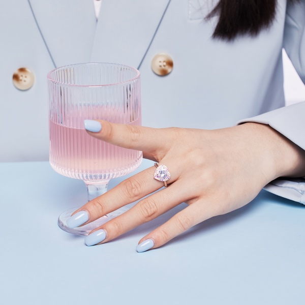 「鸡尾酒 Cocktail 系列」S925纯银白色心形爱心主石彩色圆锆镶嵌层次小众设计精致时尚戒指