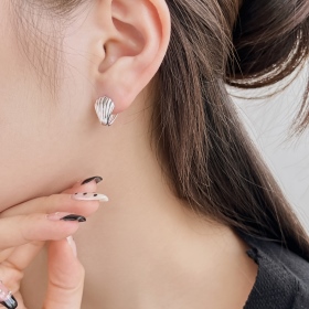 「灰序 Preface 系列」S925纯银贝壳U型耳环小众设计高级感耳扣