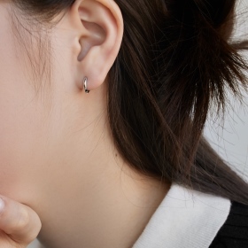「默.Silent系列」S925纯纯银光面素圈圆环小巧气质简约时尚耳环