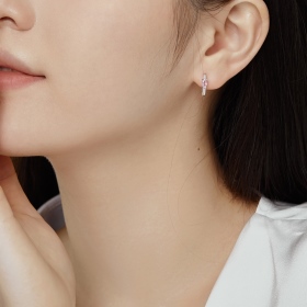 「星点·Star Point 系列」S925纯银粉色马眼镶嵌小众设计时尚高级感耳扣耳环