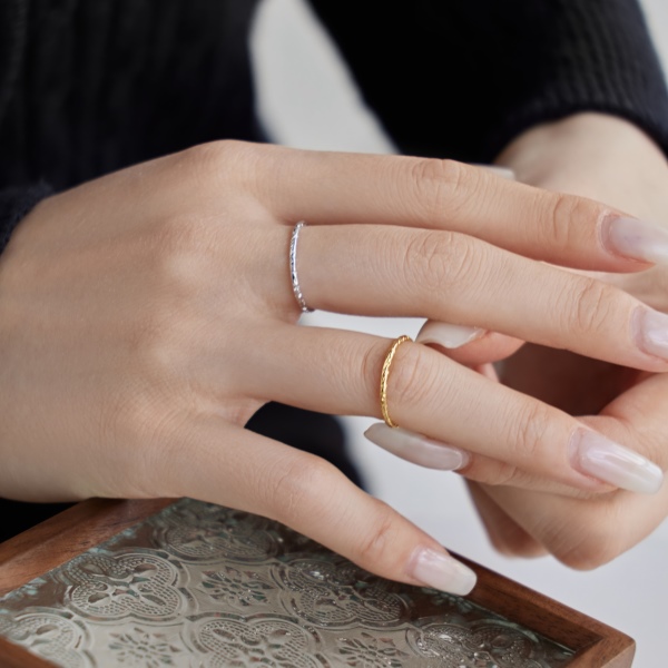 「默.Silent系列」S925纯银INS韩版爆款细戒肌理纹理小众时尚简约百搭戒指