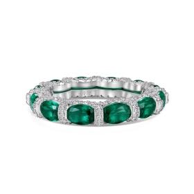 「霓光 Neon 系列」S925纯银椭圆形纳米绿白色圆锆满钻镶嵌跨境爆款时尚百搭高级感戒指