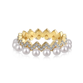 「微芒 Shimmer 系列」S925纯银白色珍珠贝珠白色圆锆镶嵌小众时尚气质戒指