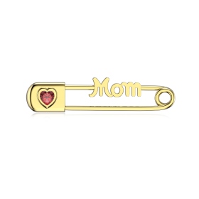 「给妈妈 For Mom 系列 」银S925红色心形爱心镶嵌回形针锁扣妈妈MOM母亲节DIY吊坠