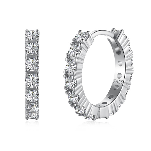 「鸡尾酒 Cocktail 系列」S925纯银白色圆锆镶嵌圆环圆形小众设计精致时尚耳环