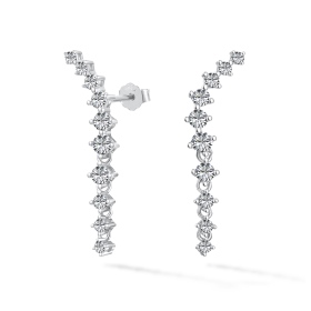 「星眸 StarGaze」S925纯银白色圆锆排钻镶嵌不对称设计小众时尚耳环